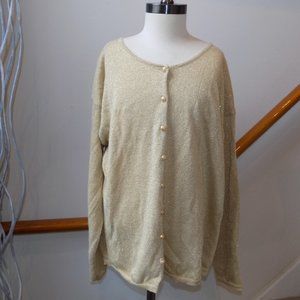 COLLEEN'S COLLECTIBLES Vintage Gold Sparkle Cardigan Size Medium